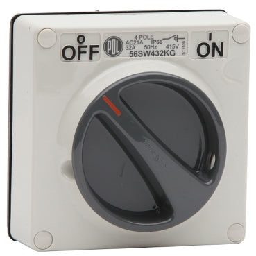 Switch Motor Rated 32A 4P 500V IP66 Grey