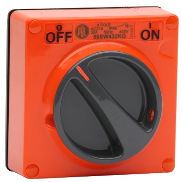 Switch Motor Rated 32A 4P 500V IP66 Orange