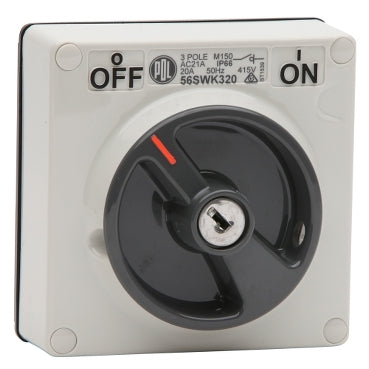 Switch 20A 3P 250V IP66 with Keylock Grey
