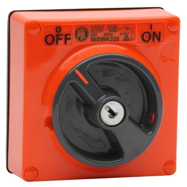 Switch 20A 3P 250V IP66 with Keylock Orange