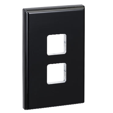 Grid and Plate 2Gang Black