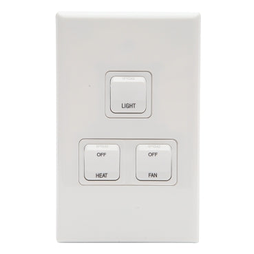Switch Triple Fan/Light/Heat W/Proof IP56 Vert White