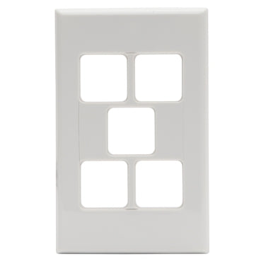 Grid and Plate 5Gang White