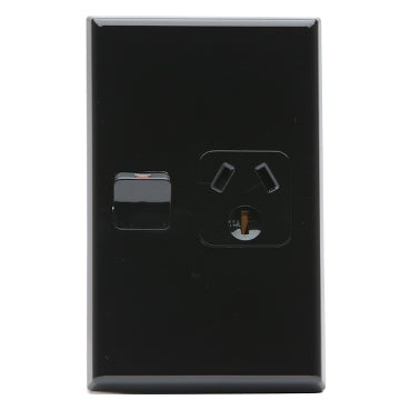 Switched Socket 10A Single Black