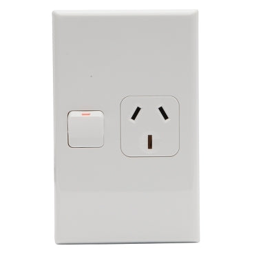 Switched Socket 10A Single Vert White