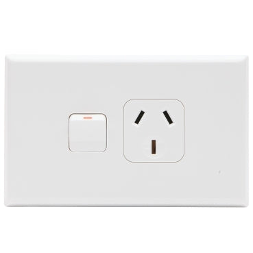 Switched Socket 10A Single Horiz White