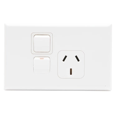 Switched Socket 10A Single Extra Sw Horiz White