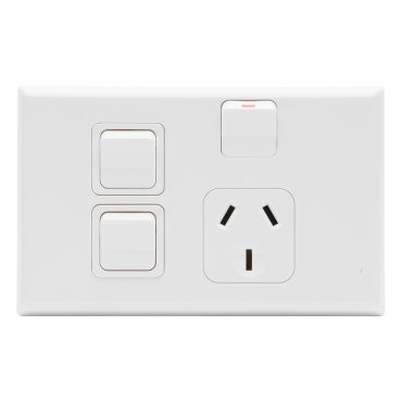 Switched Socket 10A Single 2x Sw Horiz White