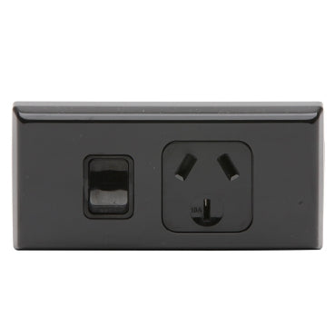 Worktop Switched Socket 10A Sgl Black