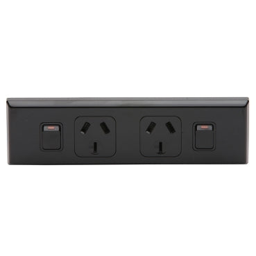 Worktop Switched Socket 10A Dbl Black