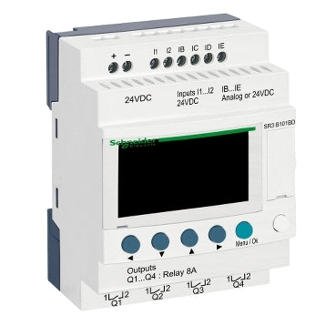 Zelio SR3 Smart Relay 24VDC 10I/O 6in 4x Relay Out Clock