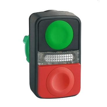 ZB5 Pbutton Double Head Flush Green Project Red