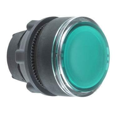 ZB5 Pbutton Head Dbl Ins Flush Green Clear Cap