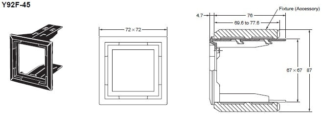 Y92F-45 Panel Adaptor 72mm to 48mm