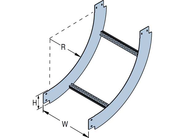 90° connection for cable ladder to cable ladder