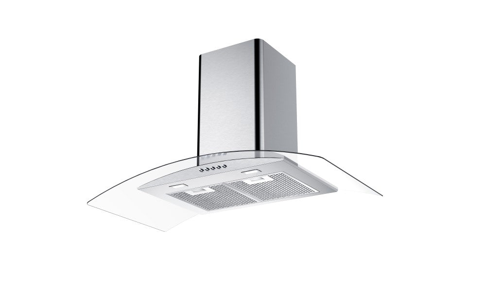 Rangehood Curved Glass Canopy 900mm Stainless Steel