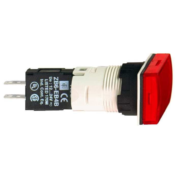 XB6 Pilot Light Integral LED 16mm Rectangular Red 12-24V