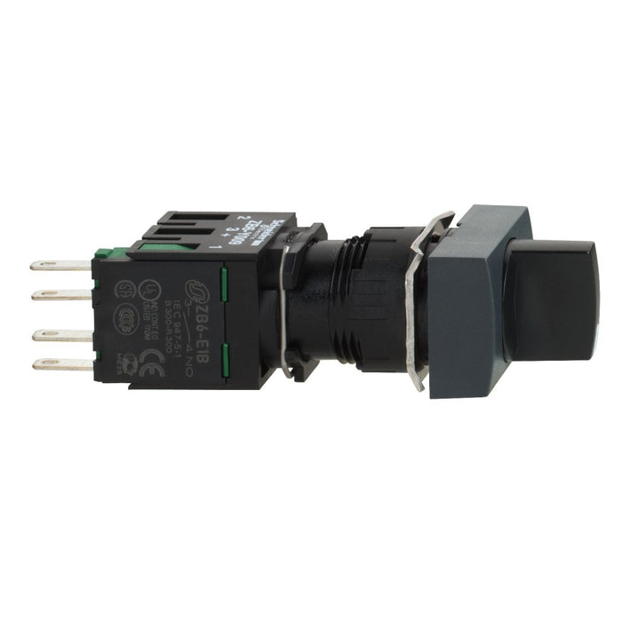 XB6 Selector Switch Rectangular Black 16mm 2pos Stay Put 1NO