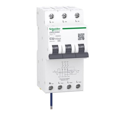 Acti9 iC60H3 RCBO 3P+Ns 32A 100mA Type A C-Curve