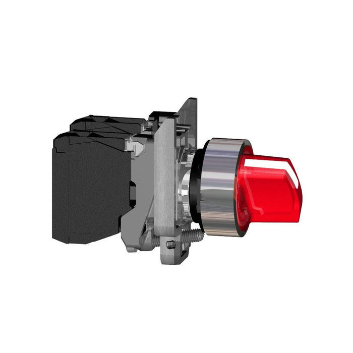 XB4 Select Sw 22mm Illum Met Red 3pos Stay Put 24V 1NO/1NC