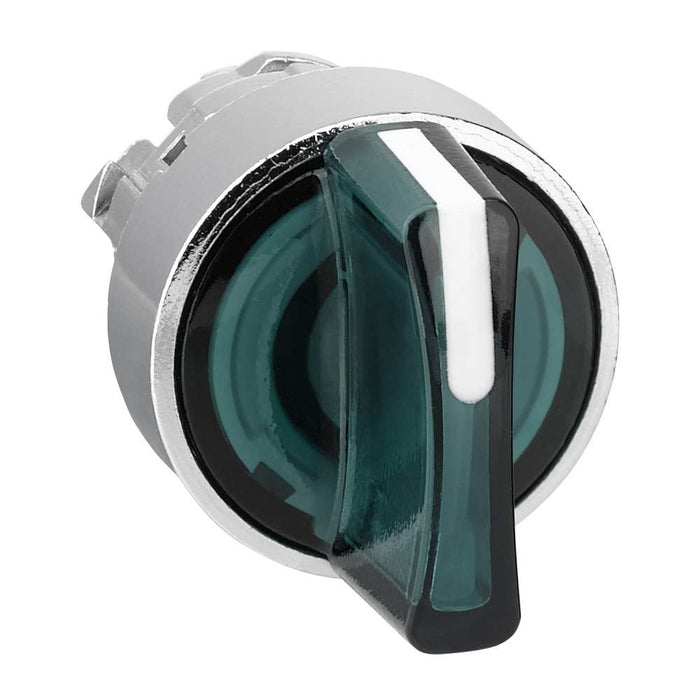 ZB4 Selector Sw Illum 22mm 3pos Spr Ret R to Centre Green