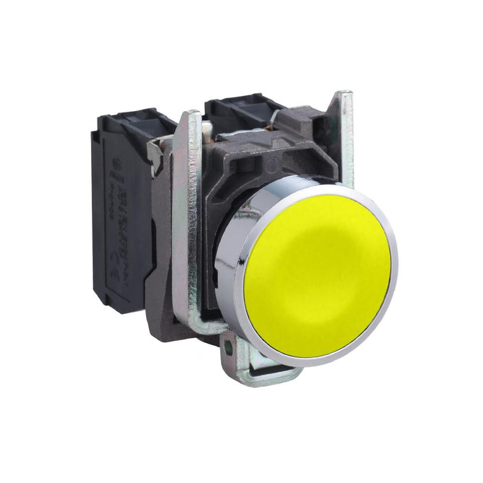 XB4 Pbutton Flush Spring Return 22mm Yellow Unmarked 1NO