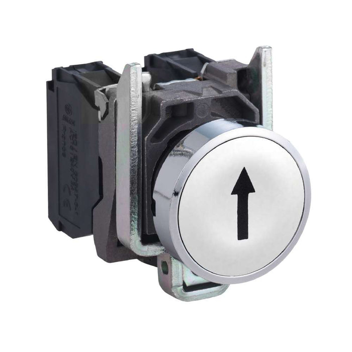 XB4 Pbutton Flush Spring Return 22mm White Up Arrow 1NO