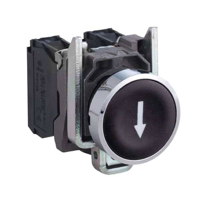 XB4 Pbutton Flush Spring Return 22mm Black Down Arrow 1NO