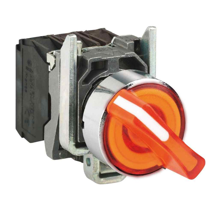 XB4 Select Sw 22mm Illum Met Orange 3p Stay Put 24V 1NO/1NC