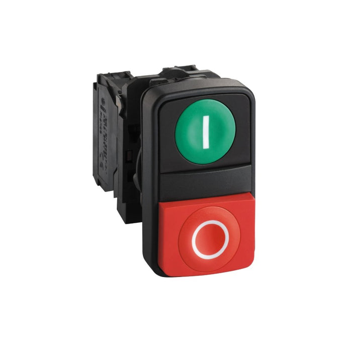 XB5 Pbutton Illuminated Dbl 22mm Green I Red O 1NO/1NC