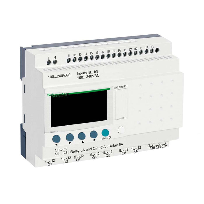 Modular Smart Relay Zelio L 26 I/O 100-240VAC Clock Display