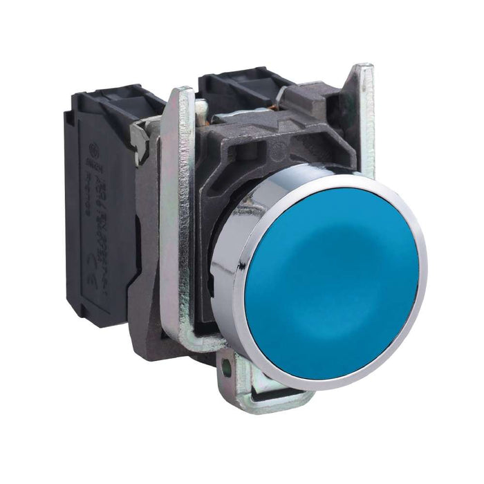 XB4 Pbutton Flush Spring Return 22mm Blue Unmarked 1NO
