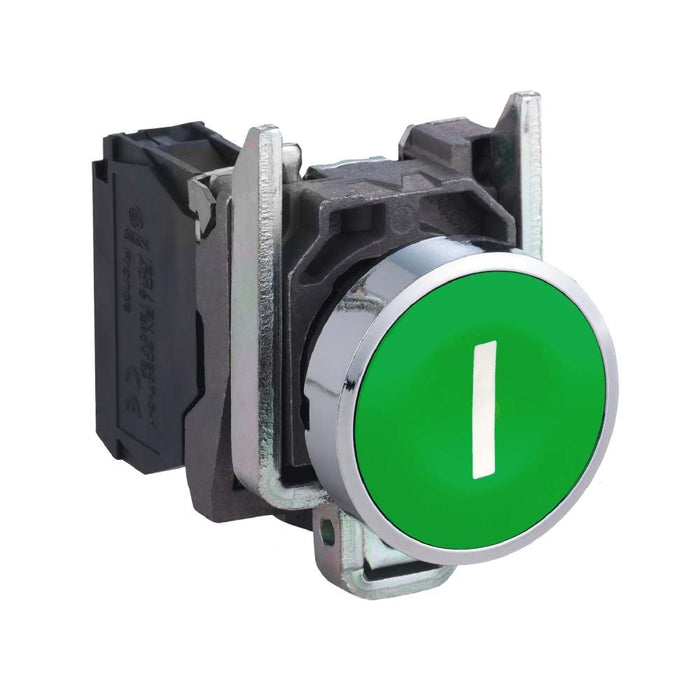 XB4 Pbutton Flush Spring Return 22mm Green I 1NO