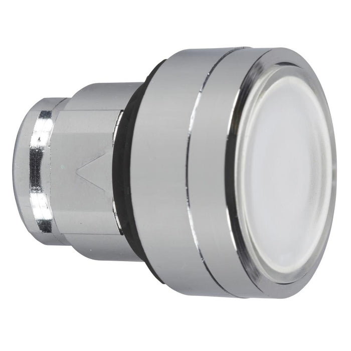 XB4 Pbutton Head Ill Metal Flush White 22mm Spr Ret Int LED