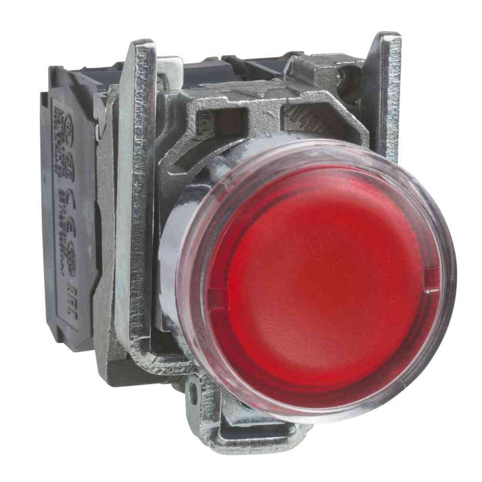 XB4 Pbutton Illum Flush Spr Ret 22mm Red 24VAC/DC 1NO/NC
