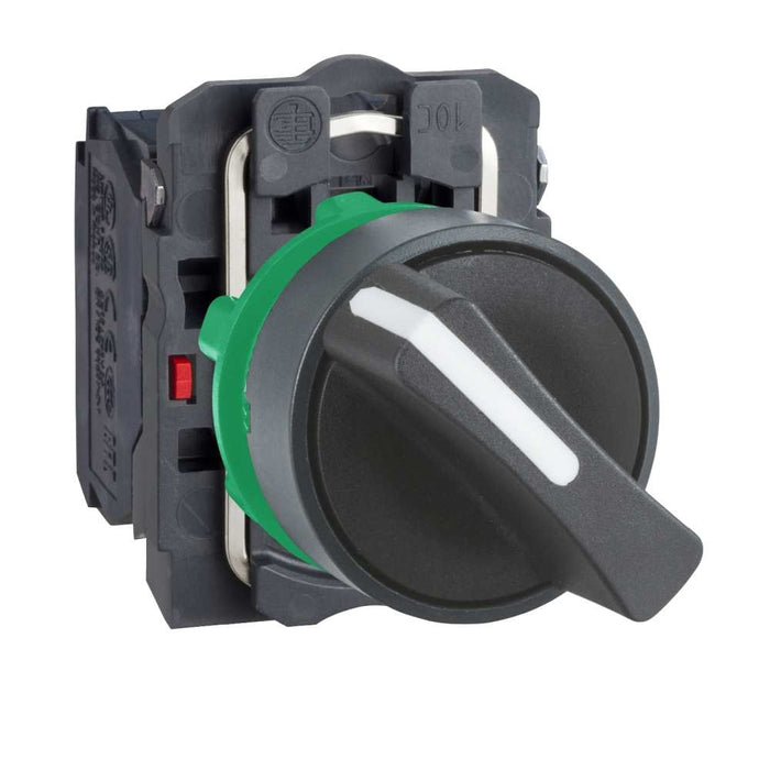 XB5 Selector Switch 2pos Stay Put 22mm Plastic Black 1NO/1NC