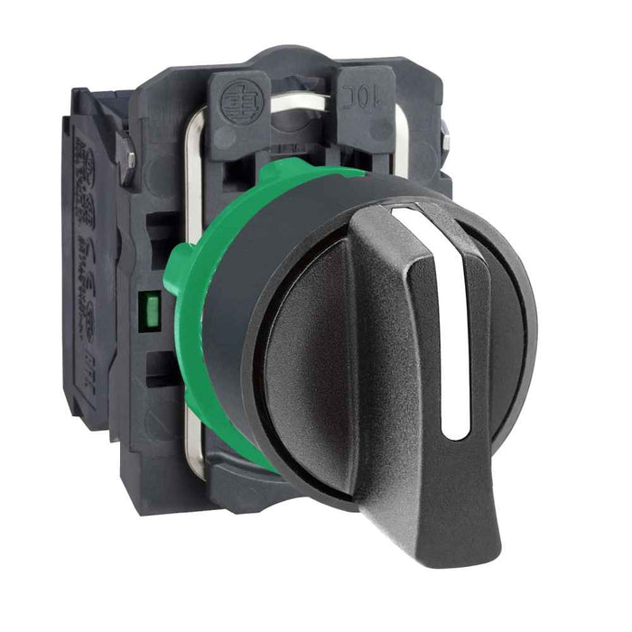 XB5 Selector Sw 2pos Spr Ret to Centre 22mm Plastic Blk 2NO