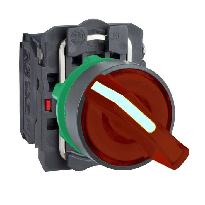 XB5 Selector Sw Illum 2pos Stay Put Red 24VAC/DC 1NO/1NC