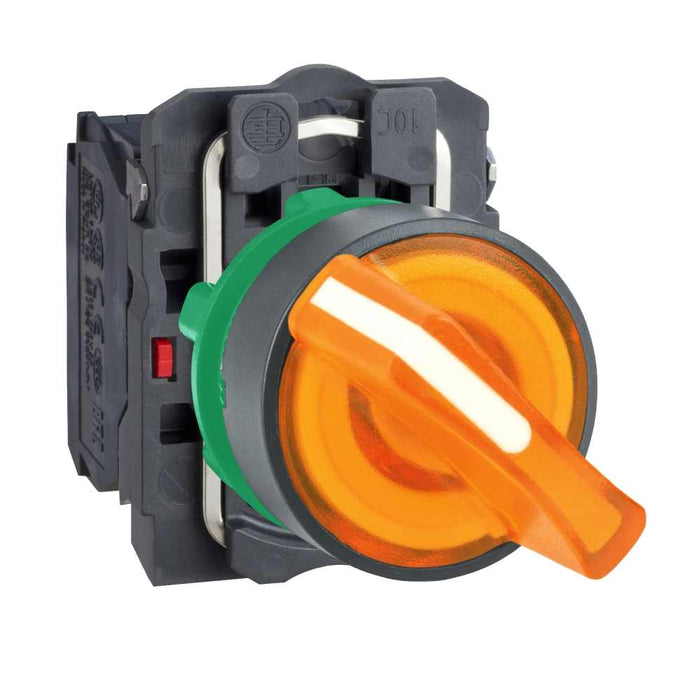 XB5 Selector Sw Illum 2pos Stay Put Orange 24VAC/DC 1NO/1NC