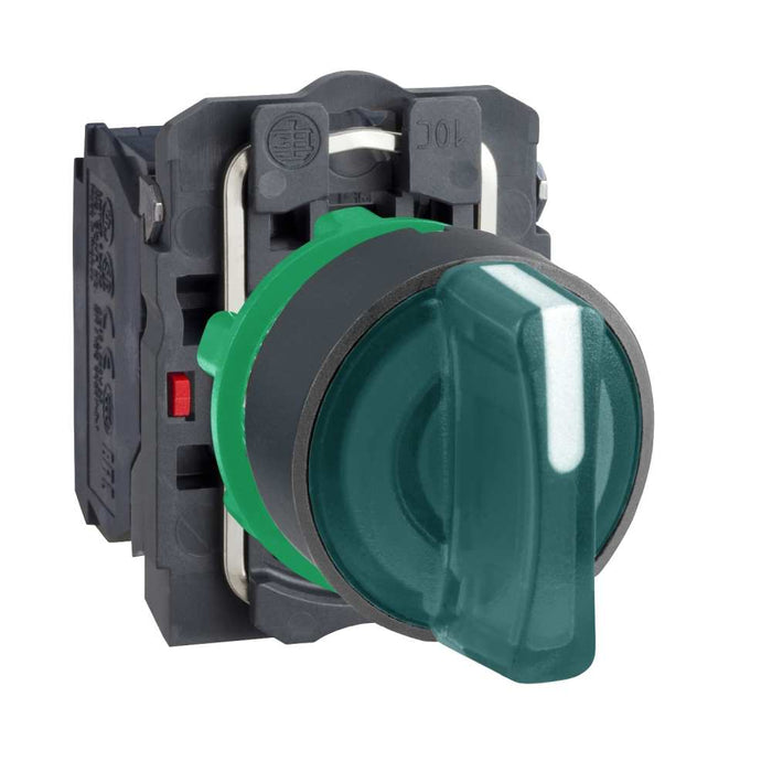 XB5 Selector Sw Illum 3pos Stay Put Green 240V 1NO/1NC