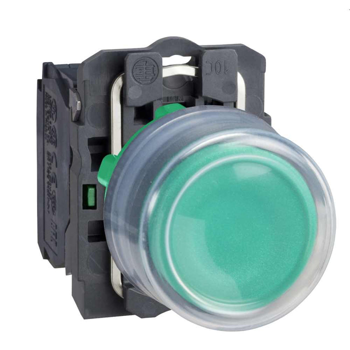 XB5 Pbutton 22mm Green Projecting Booted Unmarked 1NO