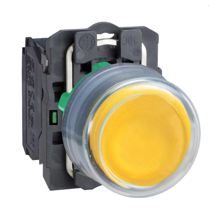 XB5 Pbutton 22mm Yellow Projecting Booted Unmarked 1NO
