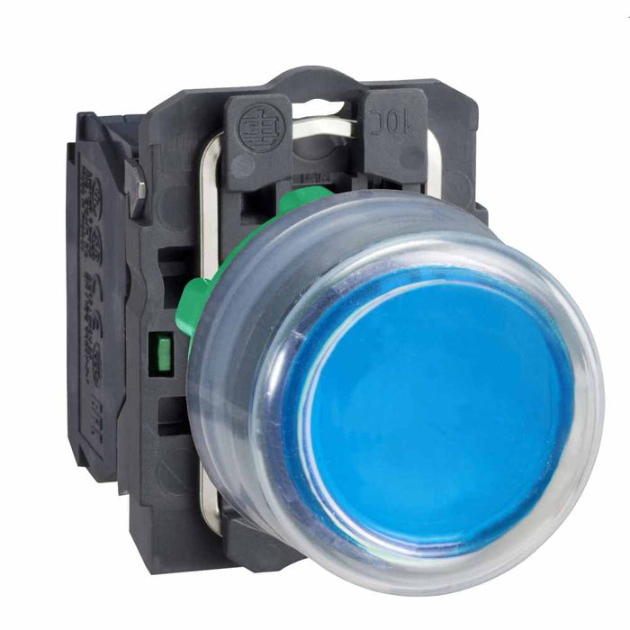 XB5 Pbutton 22mm Blue Projecting Booted Unmarked 1NO