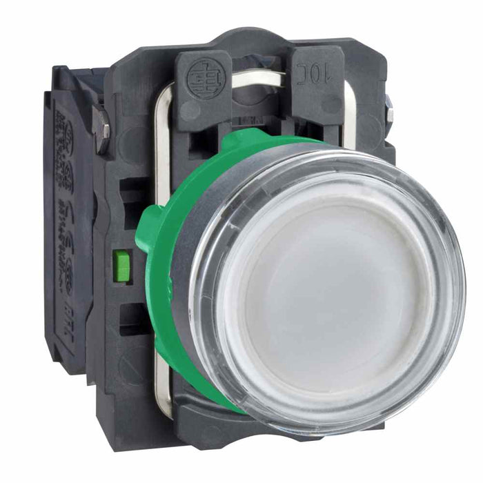 XB5 Pbutton Flush Spring Ret 22mm White 24VAC/DC 1NO/NC