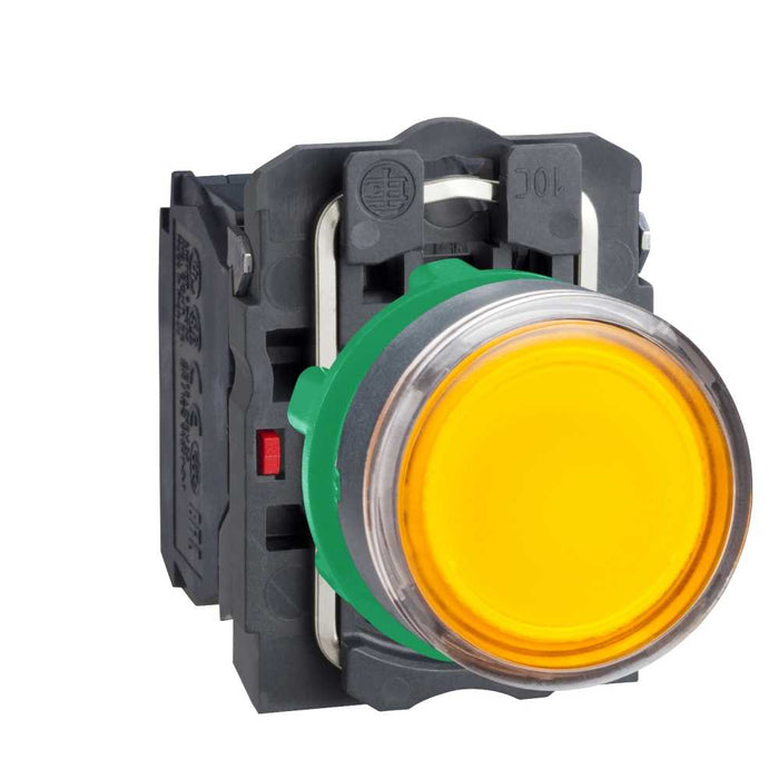 XB5 Pbutton Illum Flush Spr Ret 22mm Orange 24VAC/DC 1NO/NC