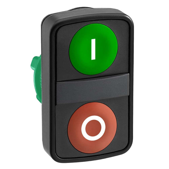 XB5 Pbutton Head Dbl 22mm Flush Green I Flush Red O