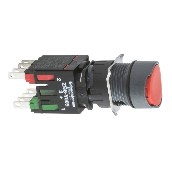 XB6 Pbutton Flush Spring Return 16mm Red 1NC