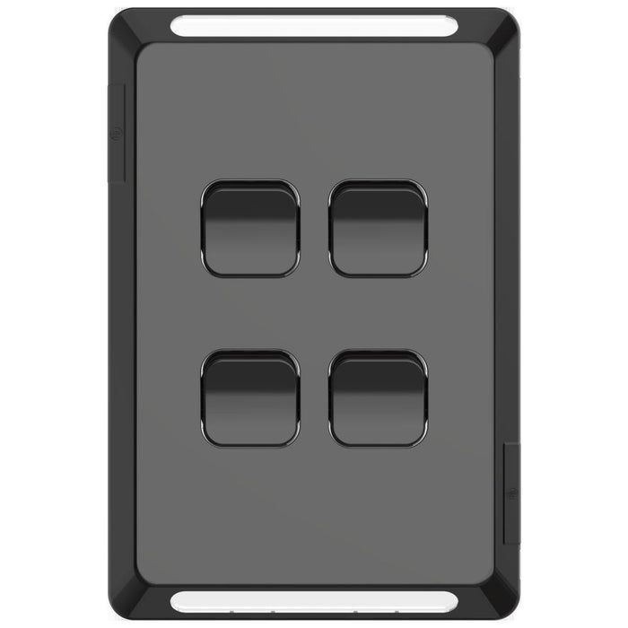 Pro Series Cover Plate 4Gang V/H Black