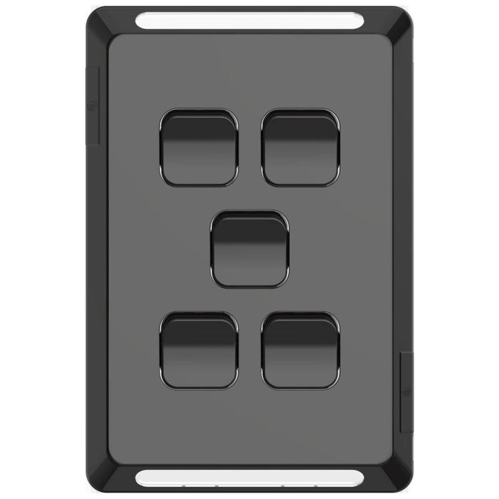 Pro Series Cover Plate 5Gang V/H Black