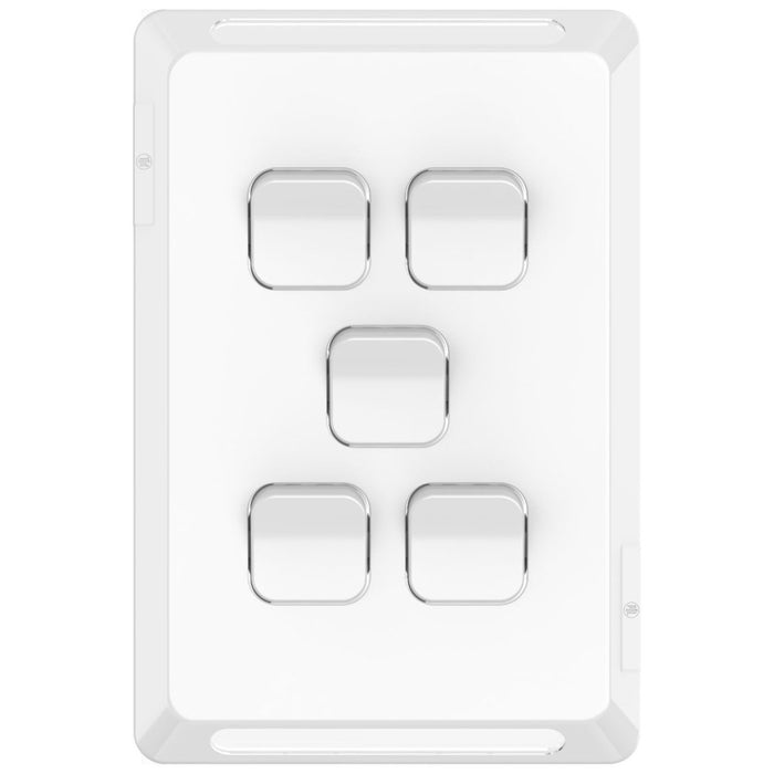 Pro Series Cover Plate 5Gang V/H White